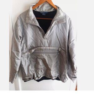 Vintage Polo Ralph Lauren Silver Metalic Jacket Mens Large Y2K Windbreaker
